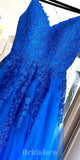 A-line Royal Blue Lace Stylish Spaghetti Straps Long Women Evening Prom Dresses PD852