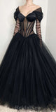 A-line Black Princess Unique Charming Stylish Women Evening Formal Long Prom Dresses PD1468