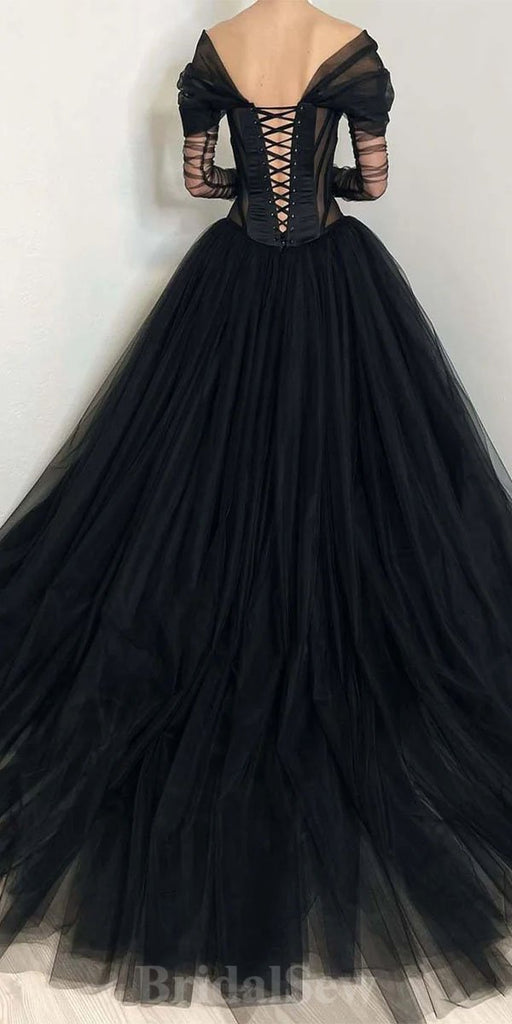 A-line Black Princess Unique Charming Stylish Women Evening Formal Long Prom Dresses PD1468