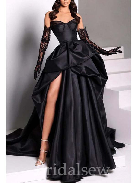 Elegant Black Modest Prom Dress   fg2500