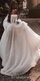 A-line Fairy Unique Long Sleeves Elegant Stylish Vintage Dream Beach Long Wedding Dresses WD536