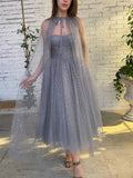 A-line Unique Silver Sequin Sparkly Elegant Party Modest Women Evening Long Prom Dresses PD1523