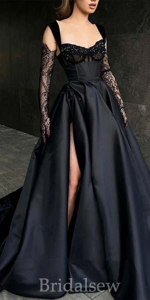 Black A-line Vintage Modest Popular Elegant Evening Formal Long Prom Dresses PD1424