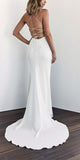 Charming Spaghetti Straps Simple Modest Beach Wedding Dresses WD058