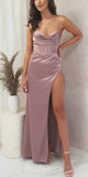 Dusty Rose Spaghetti Straps Mermaid Evening Formal Long Prom Dresses PD1383