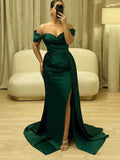 Green Mermaid Elegant Formal Party Modest Women Evening Long Prom Dresses PD1501