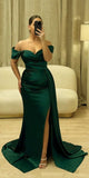 Green Mermaid Elegant Formal Party Modest Women Evening Long Prom Dresses PD1501