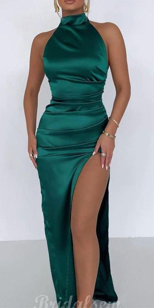 Green Satin Popular Mermaid Elegant Party Fashion Women Evening Long Prom Dresses PD1515