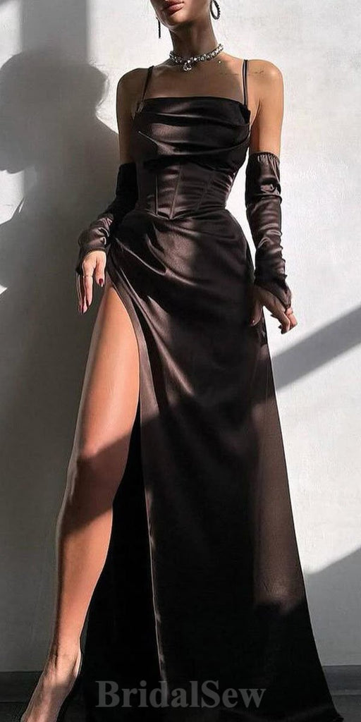 Mermaid Black Satin Popular New Party Modest Women Evening Long Prom Dresses PD1497