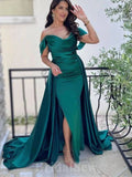 Mermaid Off Shoulder Satin Popular Formal Party Modest Women Evening Long Prom Dresses PD1499