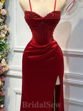 Mermaid Red Satin Popular Formal Party Modest Women Evening Long Prom Dresses PD1498