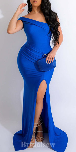 Mermaid Royal Blue Modest Evening Long Prom Dresses, Simple Elegant Bridesmaid Dresses PD1373