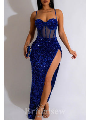 Mermaid Sequin Sparkly Royal Blue Popular Evening Formal Long Prom Dresses PD1396