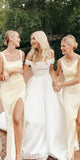Mismatched Unique Popular Mermaid Satin Side Slit Elegant Long Beach Formal Bridesmaid Dresses BD249