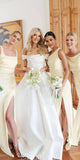 Mismatched Unique Popular Mermaid Satin Side Slit Elegant Long Beach Formal Bridesmaid Dresses BD249