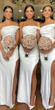 One Shoulder Mermaid Elegant Side Slit Long Beach Formal Bridesmaid Dresses, Wedding Guest Dress BD236