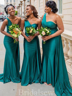 One Shoulder Mermaid Popular Elegant Long Beach Formal Bridesmaid Dresses BD242
