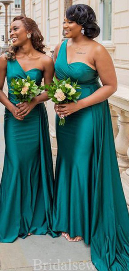 One Shoulder Mermaid Popular Elegant Long Beach Formal Bridesmaid Dresses BD242