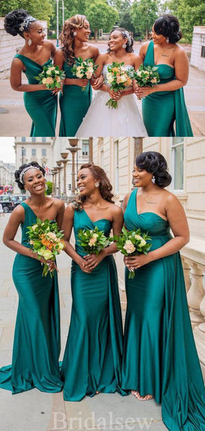 One Shoulder Mermaid Popular Elegant Long Beach Formal Bridesmaid Dresses BD242