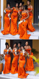 Orange New Unique Design Mismatched Mermaid Black Girls Elegant Long Beach Formal Bridesmaid Dresses BD247