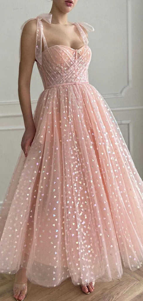 Pink Unique Sparkly Tulle Fairy Elegant Party Fashion Women Evening Long Prom Dresses PD1517