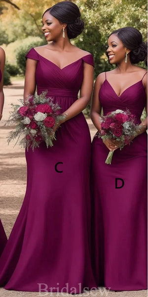 Purple Mismatched Mermaid Popular Elegant Long Beach Formal Bridesmaid Dresses BD246