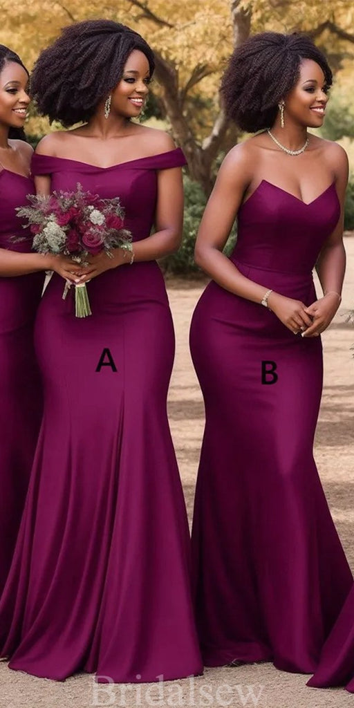Purple Mismatched Mermaid Popular Elegant Long Beach Formal Bridesmaid Dresses BD246