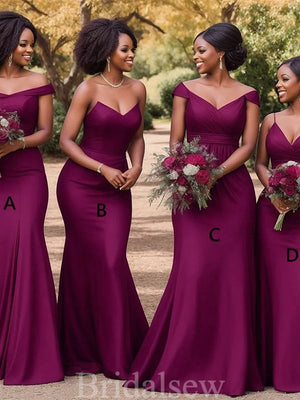 Purple Mismatched Mermaid Popular Elegant Long Beach Formal Bridesmaid Dresses BD246