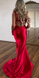 Red Mermaid Elegant Satin Party Stylish Women Evening Long Prom Dresses PD1508