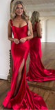 Red Mermaid Elegant Satin Party Stylish Women Evening Long Prom Dresses PD1508
