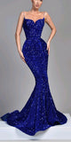 Sequin Sparkly Spaghetti Straps Simple Mermaid Unique Modest Elegant Evening Formal Long Prom Dresses PD1440