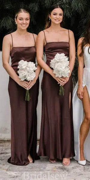 Simple Spaghetti Straps Mermaid Elegant Long Beach Formal Bridesmaid Dresses BD250