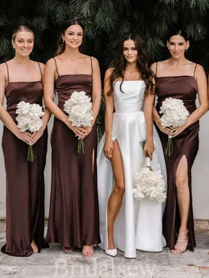 Simple Spaghetti Straps Mermaid Elegant Long Beach Formal Bridesmaid Dresses BD250