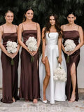 Simple Spaghetti Straps Mermaid Elegant Long Beach Formal Bridesmaid Dresses BD250