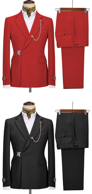 Slim Fit 2 Piece Men Suit, Blazer Pants Vintage Business Banquet Groomsmen Men Tuxedo Suit Set, MS002