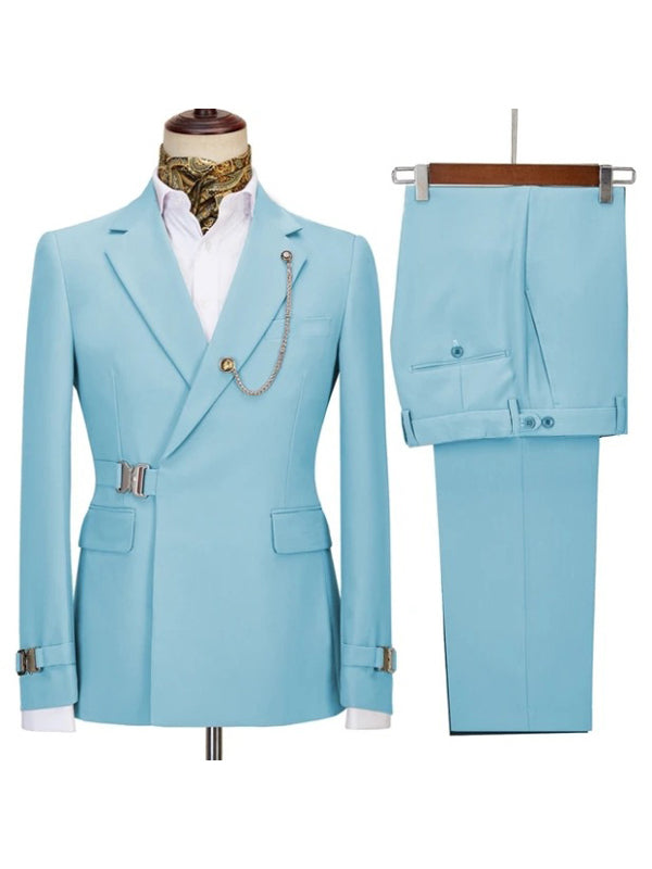 Slim Fit 2 Piece Men Suit, Blazer Pants Vintage Business Banquet Groomsmen Men Tuxedo Suit Set, MS002