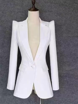 Slim Fit One Piece Wedding Women's Suit With Beads, Blazer Jacket Vintage Business Banquet Tuxedo Suit Set MS007