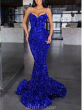 Spaghetti Straps Sequin Mermaid Simple Modest Long Women Best Evening Prom Dresses PD1016