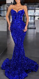 Spaghetti Straps Sequin Mermaid Simple Modest Long Women Best Evening Prom Dresses PD1016
