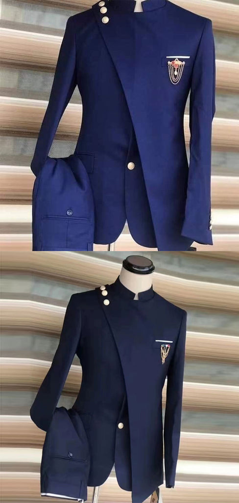 Two Piece Blazer Vest Pants Set, Party Business Banquet Groomsmen Stylish Men Suit Set, MS005