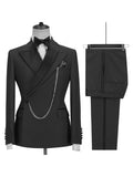 Two Piece Blazer Vest Pants Set, Vintage Business Banquet Groomsmen Stylish Men Suit Set, MS003