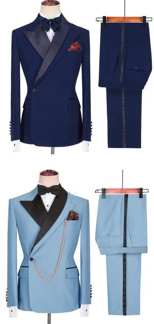 Two Piece Blazer Vest Pants Set, Vintage Business Banquet Groomsmen Stylish Men Suit Set, MS003