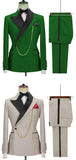 Two Piece Blazer Vest Pants Set, Vintage Business Banquet Groomsmen Stylish Men Suit Set, MS003