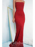 Simple Mermaid Red Spaghetti Straps Modest Stylish Long Women Party Evening Prom Dresses PD1002