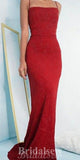 Simple Mermaid Red Spaghetti Straps Modest Stylish Long Women Party Evening Prom Dresses PD1002