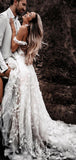 A-line Beach Lace Vintage Off-the-Shoulder Wedding Dresses, Bridal Gowns WD109