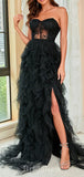 A-line Black Lace Tulle Modest Elegant Sexy Popular Long Party Evening Prom Dresses PD1278