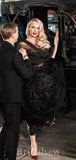 A-line Black Long Gorgeous Sparkly Glitter Black Girls Slay Party Women Evening Prom Dresses PD667