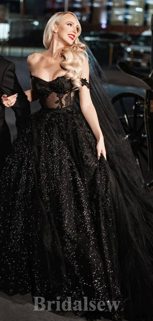 A-line Black Long Gorgeous Sparkly Glitter Black Girls Slay Party Women Evening Prom Dresses PD667