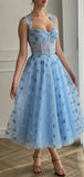 A-line Blue Real Made Modest Party Long Prom Dresses, Homecoming Dress PD309
